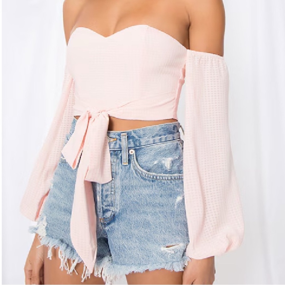 NWT‎ Superdown Maya Pink Off Shoulder Crop Top size Large